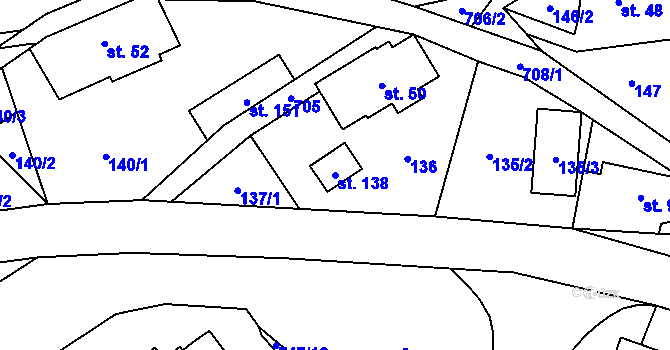 Parcela st. 138 v KÚ Slaná, Katastrální mapa