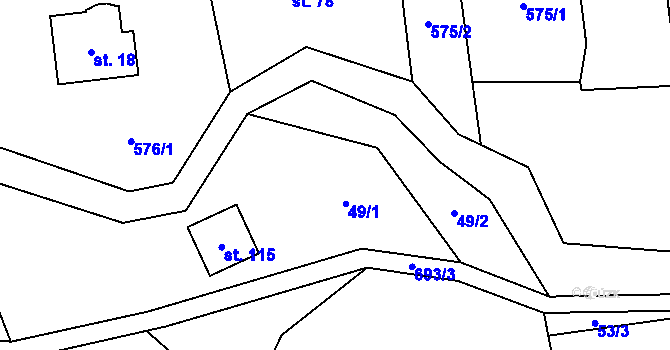 Parcela st. 49 v KÚ Slaná, Katastrální mapa