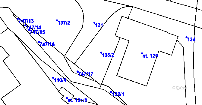 Parcela st. 133/2 v KÚ Slaná, Katastrální mapa