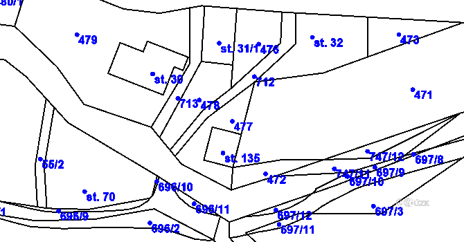 Parcela st. 477 v KÚ Slaná, Katastrální mapa