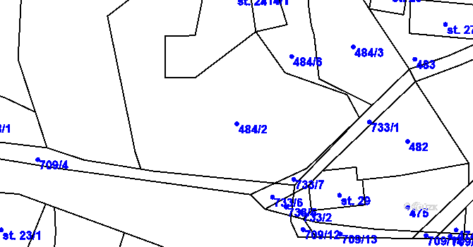 Parcela st. 484/2 v KÚ Slaná, Katastrální mapa