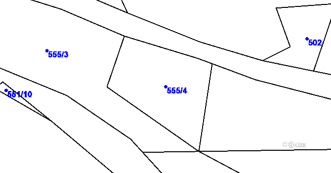 Parcela st. 555/4 v KÚ Slaná, Katastrální mapa