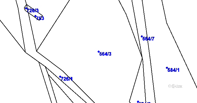Parcela st. 564/3 v KÚ Slaná, Katastrální mapa