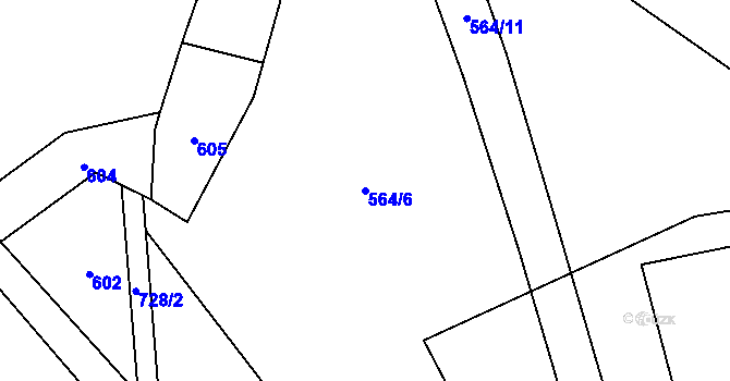 Parcela st. 564/6 v KÚ Slaná, Katastrální mapa