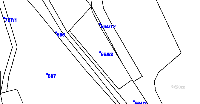 Parcela st. 564/8 v KÚ Slaná, Katastrální mapa