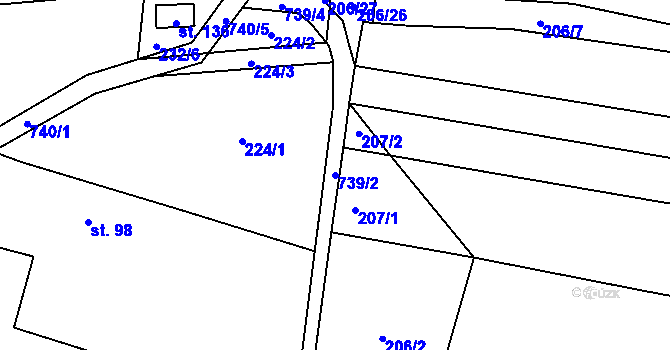 Parcela st. 739/2 v KÚ Slaná, Katastrální mapa