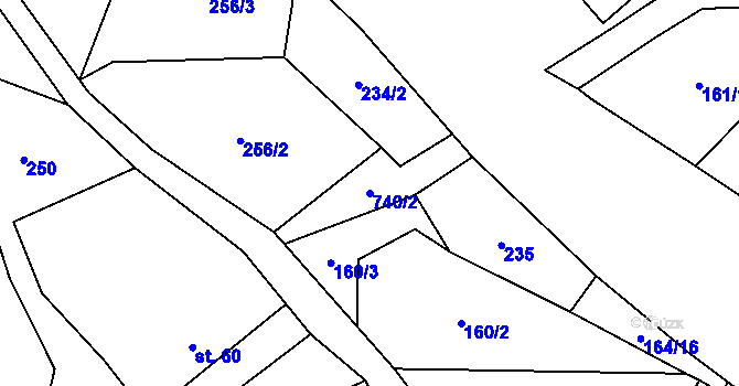 Parcela st. 740/2 v KÚ Slaná, Katastrální mapa