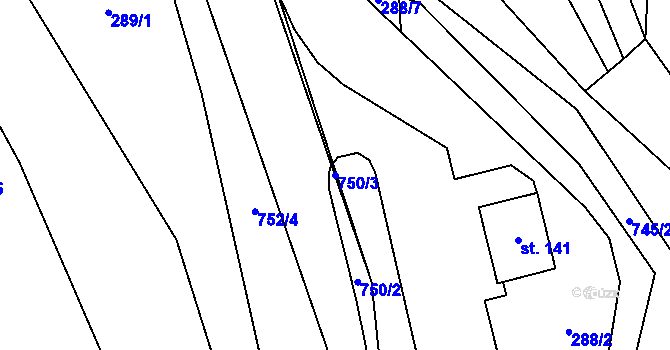 Parcela st. 750/3 v KÚ Slaná, Katastrální mapa
