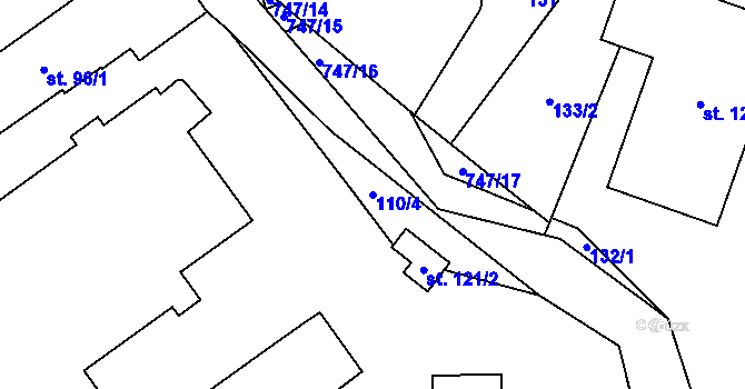 Parcela st. 110/4 v KÚ Slaná, Katastrální mapa