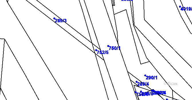 Parcela st. 752/5 v KÚ Slaná, Katastrální mapa