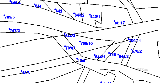 Parcela st. 709/10 v KÚ Slaná, Katastrální mapa