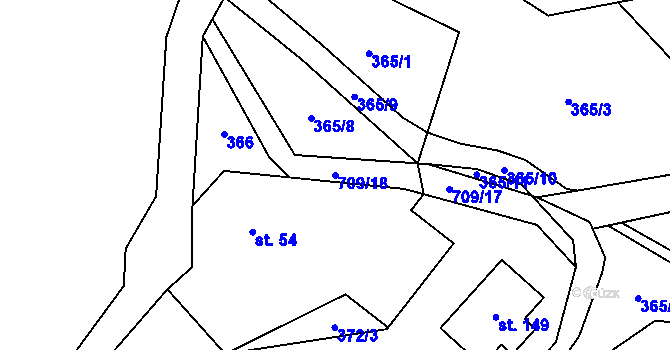 Parcela st. 709/18 v KÚ Slaná, Katastrální mapa