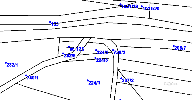 Parcela st. 224/2 v KÚ Slaná, Katastrální mapa