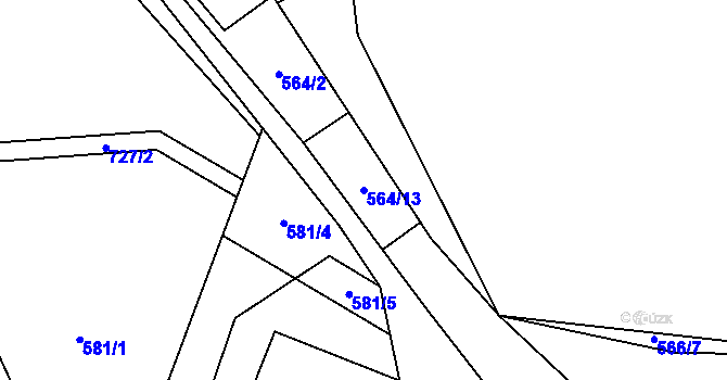 Parcela st. 564/13 v KÚ Slaná, Katastrální mapa