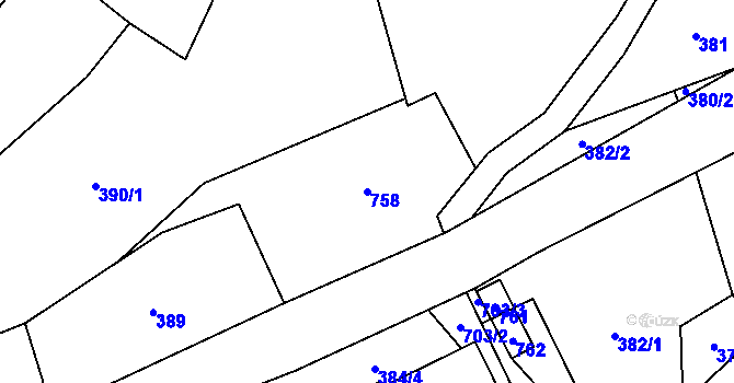Parcela st. 758 v KÚ Slaná, Katastrální mapa
