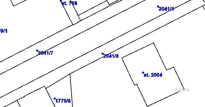 Parcela st. 2041/8 v KÚ Slaný, Katastrální mapa
