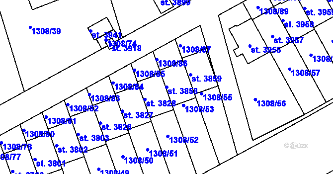 Parcela st. 3858 v KÚ Slaný, Katastrální mapa