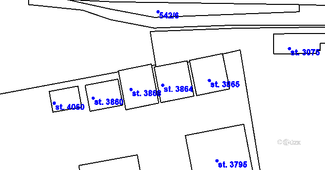 Parcela st. 3864 v KÚ Slaný, Katastrální mapa