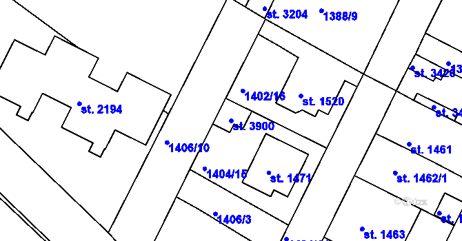 Parcela st. 3900 v KÚ Slaný, Katastrální mapa