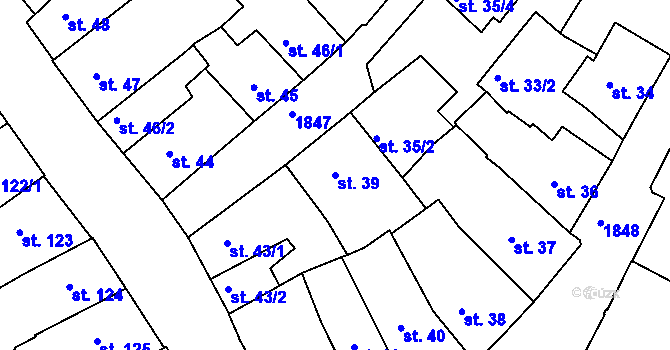 Parcela st. 39 v KÚ Slaný, Katastrální mapa