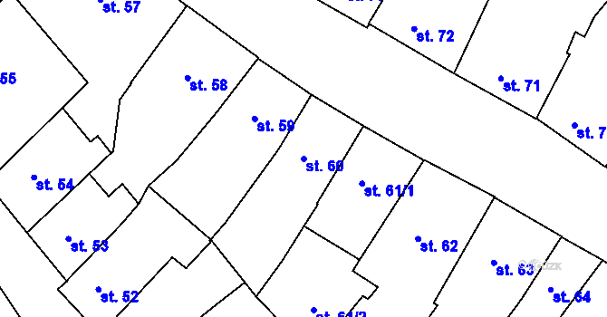 Parcela st. 60 v KÚ Slaný, Katastrální mapa