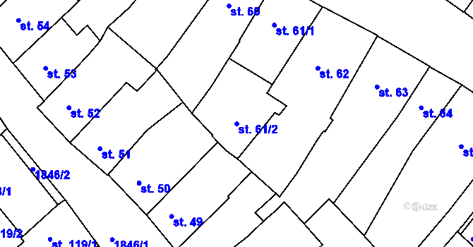 Parcela st. 61/2 v KÚ Slaný, Katastrální mapa