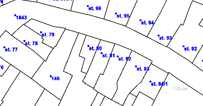 Parcela st. 81 v KÚ Slaný, Katastrální mapa
