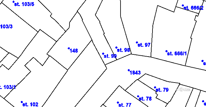 Parcela st. 99 v KÚ Slaný, Katastrální mapa