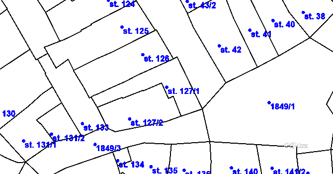Parcela st. 127/1 v KÚ Slaný, Katastrální mapa