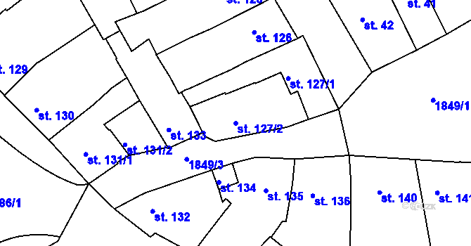 Parcela st. 127/2 v KÚ Slaný, Katastrální mapa