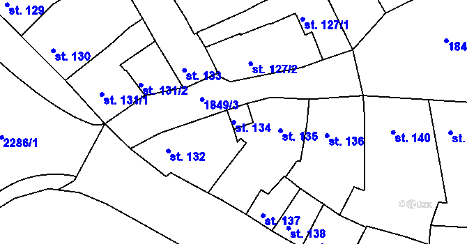Parcela st. 134 v KÚ Slaný, Katastrální mapa
