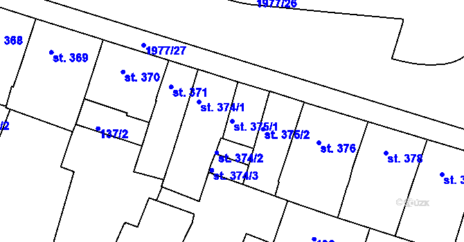 Parcela st. 375/1 v KÚ Slaný, Katastrální mapa