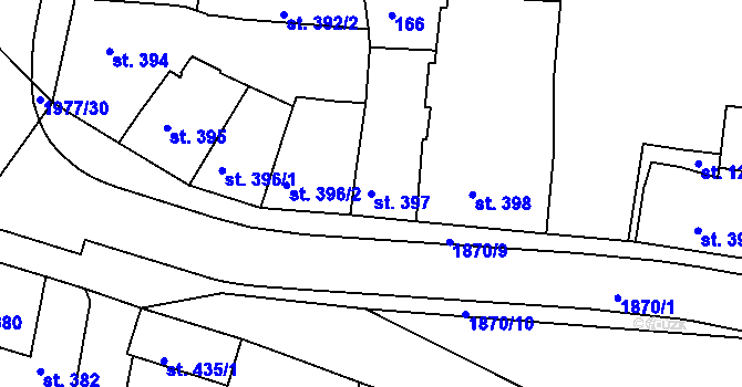 Parcela st. 397 v KÚ Slaný, Katastrální mapa