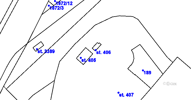 Parcela st. 406 v KÚ Slaný, Katastrální mapa