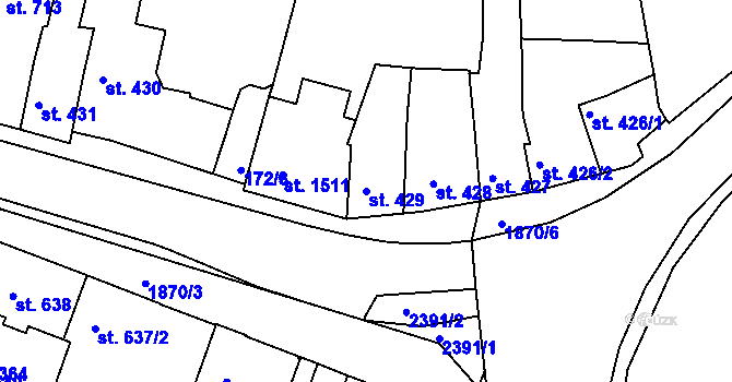 Parcela st. 429 v KÚ Slaný, Katastrální mapa