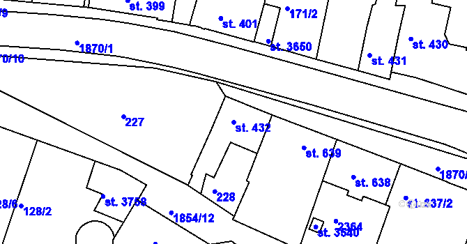 Parcela st. 432 v KÚ Slaný, Katastrální mapa