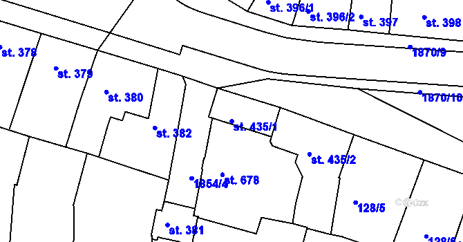Parcela st. 435/1 v KÚ Slaný, Katastrální mapa