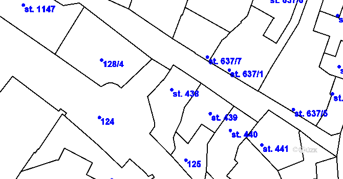 Parcela st. 438 v KÚ Slaný, Katastrální mapa