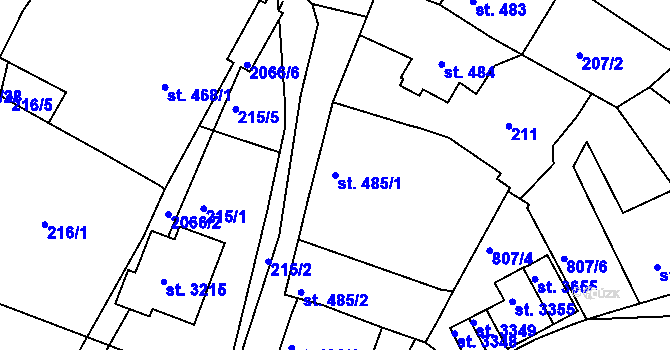 Parcela st. 485/1 v KÚ Slaný, Katastrální mapa