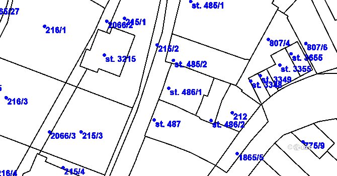 Parcela st. 486/1 v KÚ Slaný, Katastrální mapa