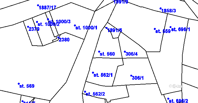 Parcela st. 560 v KÚ Slaný, Katastrální mapa