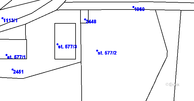 Parcela st. 577/2 v KÚ Slaný, Katastrální mapa