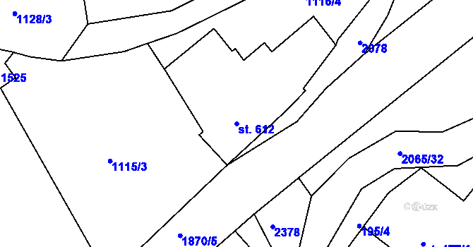 Parcela st. 612 v KÚ Slaný, Katastrální mapa