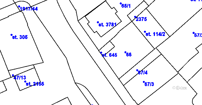 Parcela st. 645 v KÚ Slaný, Katastrální mapa