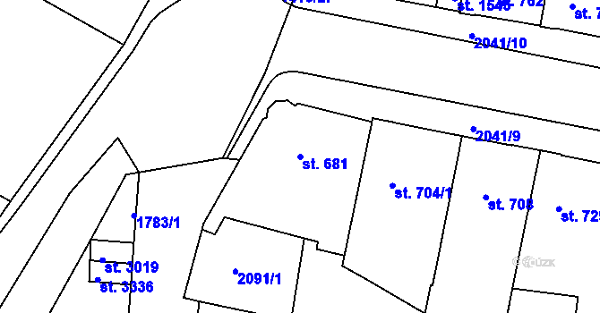 Parcela st. 681 v KÚ Slaný, Katastrální mapa