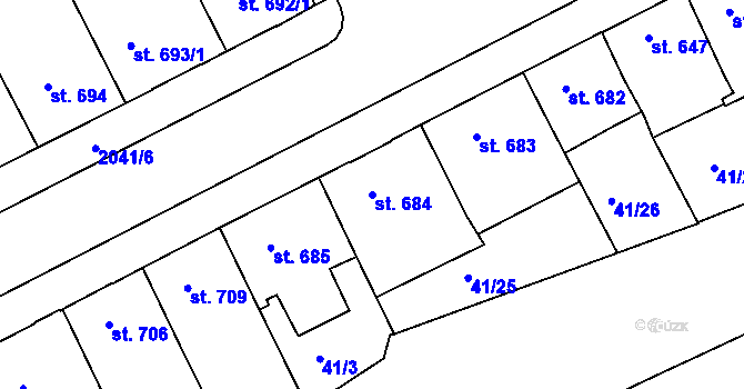 Parcela st. 684 v KÚ Slaný, Katastrální mapa