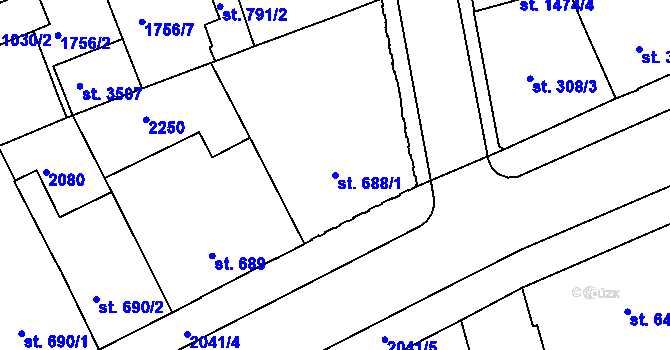 Parcela st. 688/1 v KÚ Slaný, Katastrální mapa