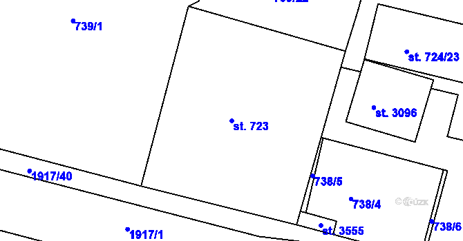 Parcela st. 723 v KÚ Slaný, Katastrální mapa