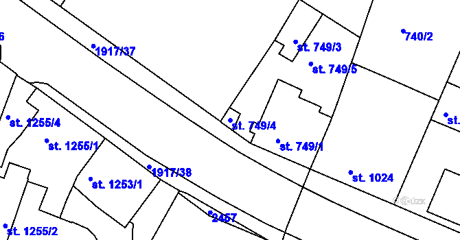 Parcela st. 749/4 v KÚ Slaný, Katastrální mapa