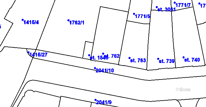 Parcela st. 762 v KÚ Slaný, Katastrální mapa